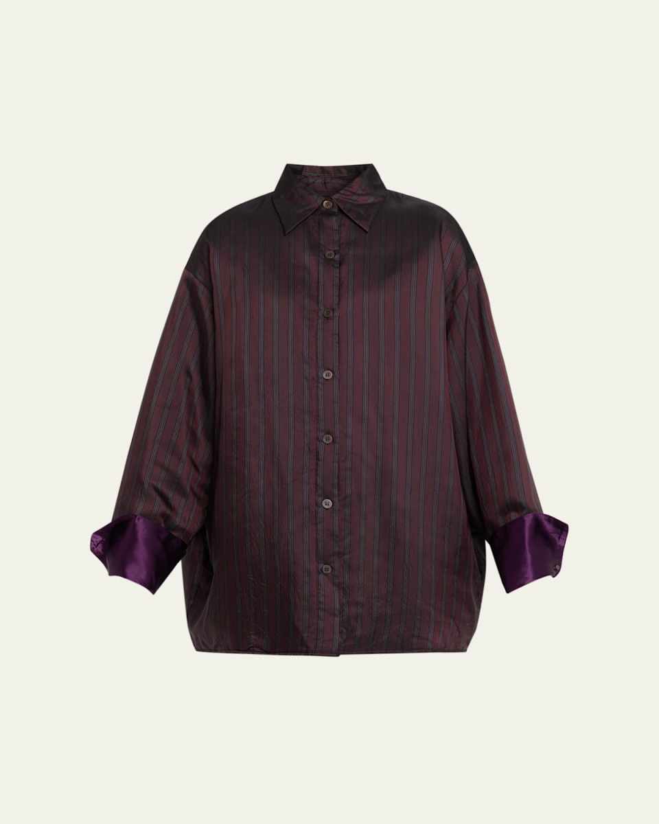 Cartan Striped Twill Oversized Button-Down Shirt